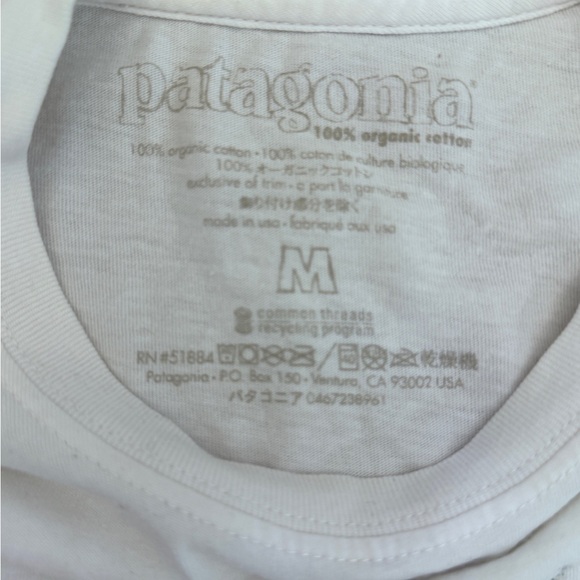 Patagonia Shirt Mens Medium White Alpha Outdoors Hiking Casual Crew Logo - Picture 4 of 5